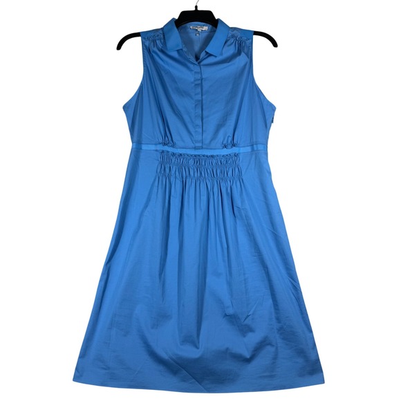 Madewell Sleeveless Dress Women XXL Blue Collared Poplin Casual Career Preppy‎ - Picture 1 of 12